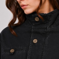 Veste en jean pour femme à col montant - Manteau utilitaire court décontracté, vêtement d'extérieur en jean de coton vintage pour l'automne