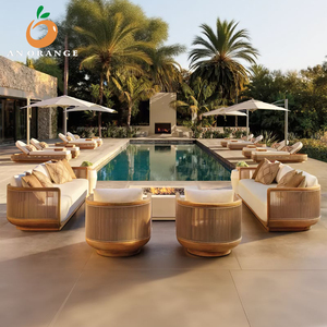 Juego de Sofás de Madera de Teca de Diseño Moderno para Exteriores, Muebles de Jardín de Lujo para Hoteles, Villas y Patios - Product Image 1