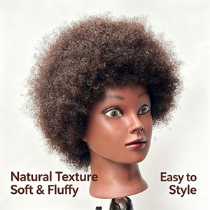 Cabeza de Maniquí con <span class=keywords><strong>Cabello</strong></span> Natural Estilo Yaki Europeo Americano, para Prácticas de Trenzado, Pelucas Negras, <span class=keywords><strong>Cabello</strong></span> <span class=keywords><strong>Rizado</strong></span> y Voluminoso, 38cm - Product Image 2