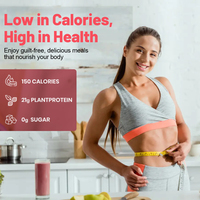 Batido Vegano Sustituto de Comida OEM, Proteína Vegetal en Polvo - Sabor Fresa y Plátano, Probióticos, Vitaminas, Suplementos de Fibra Dietética