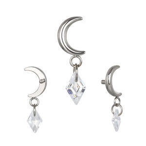 Venta caliente pendiente Helix ASTM F136 titanio media luna con CZ cuelga internamente roscado Top Moon oreja nariz anillo joyería - Product Image 4