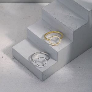 Dylam Metallic Style Fashion <b>Circle</b> Minimalist <b>Rings</b> Cubic Zircon Rhodium Plated Wedding <b>Ring</b> Sterling Silver 925 Jewelry - Product Image 2