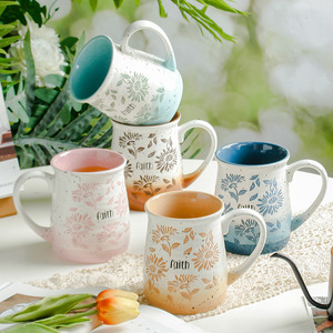 Taza de café de cerámica pintada a mano de gran capacidad, taza de té de lujo ligera creativa, regalo doméstico transfronterizo para uso en cafetería, venta al por mayor - Product Image 1