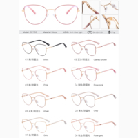 MS 82156 Nuevo Diseño 2024 Gafas Ópticas de Metal para Mujer Montura Redonda Antiluz Azul Colorida Brillante Agente de Envío Personalizado