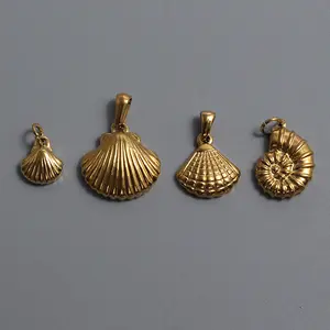 Hot Sale Fashion DIY 18K Gold Plated Stainless steel Shell conch scallops Necklace Pendant Accessories Jewelry