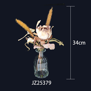 ช่อดอกไม้แห้ง จัดแต่งด้วยหญ้าแพมพัสธรรมชาติ ดอกป๊อปปี้สีขาวน้ำตาล <span class=keywords><strong>ดอกไม้</strong></span>หางสุนัข ดอกยูคาลิปตัส ใบกุหลาบ ใบไม้ประดิษฐ์ - Product Image 2