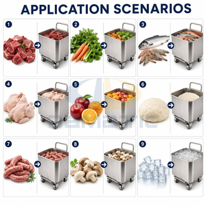 Chariot de transport de viande et de produits alimentaires 100L, épaisseur 2mm, pour supermarché, hôtel, boucherie, boulangerie, abattage, saucissonnage et viande de porc - Product Image 2