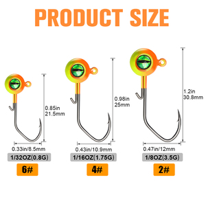 Vente en gros de têtes de jig <span class=keywords><strong>pour</strong></span> crappie et panfish, 0.8g, 1.75g, 3.5g, avec grands <span class=keywords><strong>yeux</strong></span> 3D, hameçons de jig en plomb <span class=keywords><strong>pour</strong></span> la pêche à la perche et au panfish - Product Image 2