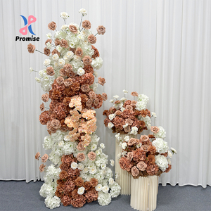 Arco de Flores Artificiales de Rosas, Hortensias y Orquídeas Blancas y Marrones para Decoración de Fondo de Bodas y Cumpleaños - Product Image 1