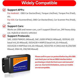 Lecteur de code de voiture WiFi ELM 327, outil de diagnostic OBDII pour les applications de véhicules iOS et Android compatibles - Product Image 4