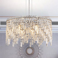 Lustres en cristal contemporains luxueux Lustre en cristal argenté moderne Lampe suspendue chaude pour salle à manger