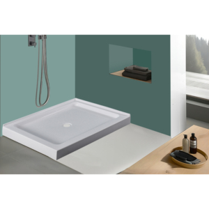 Salle de bain intérieure 48 "x 48" Base de douche en coin antidérapante en acrylique blanc hôtel avec drain central - Product Image 1