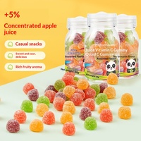 Gomitas de Vitamina C con Sabor a Frutas, Dulces Masticables para Niños, Botella de 68g, Variedad de Sabores Dulces y Ácidos, Delicioso Snack