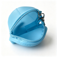 Mini sac à monnaie en silicone unisexe avec fermeture éclair, style casquette de baseball, motif dessin animé coréen mignon, couleur bonbon, pour clés et monnaie