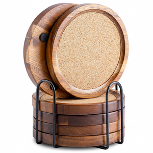 Posavasos de madera de acacia de estilo clásico de fábrica personalizado posavasos de haya de madera de nogal para taza de té y café - Product Image 1