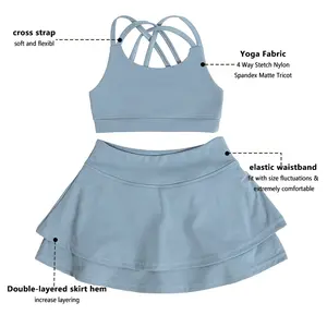 Tenues d'été en tissu de yoga pour bébé fille sangle croisée ensembles pour enfants ceinture élastique costume pour bébé nouveau-né Leggings