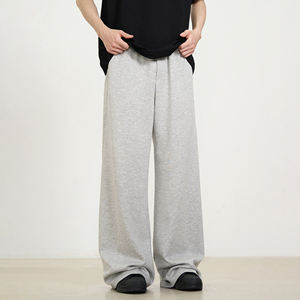 Pantalones de chándal de algodón 100% de calidad OEM al por mayor, estilo urbano, de corte recto, talla grande, para hombre, informales, de cintura media, con cordón, de tela gruesa. - Product Image 3