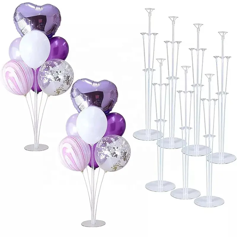 Wholesale 7/11/13/19 Tubes Plastic Reusable Clear Balloon Table Stand Kit For Birthday Party Decoration