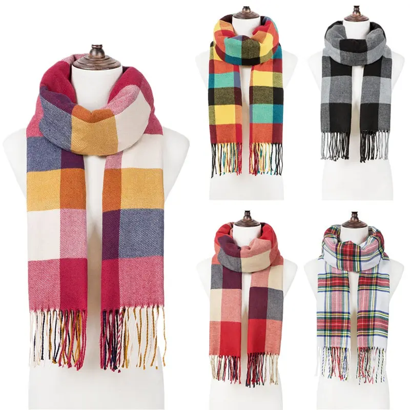 Lenço de inverno com borla unissex para mulheres, lenço de tricô unissex, lenço longo de inverno, moda feminina, 2024