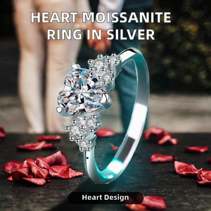 Etelleza Romantic Heart Shaped Moissanite Wedding Engagement <b>Ring</b> for Women Rhodium Plated Prong <b>Set</b> 925 Sterling <b>Silver</b> Fine - Product Image 2