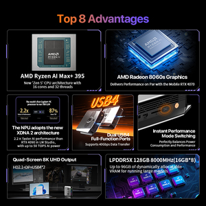 YO1 AI Max+ 395 128 Go LPDDR5X 2 To SSD Wifi 6.0 BT 5.2 PC de bureau IA pour le jeu et la conception, Mini PC IA 11Pro, CPU haute performance - Product Image 1