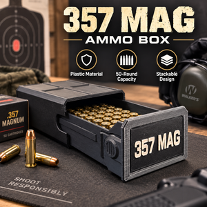 Boîte de rangement pour munitions <span class=keywords><strong>357</strong></span> <span class=keywords><strong>Magnum</strong></span>, capacité de 50 cartouches, PVC léger, portable, empilable, organisateur de munitions pour cartouches, noir - Product Image 2