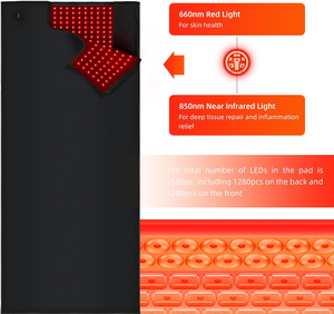 Tapis de luminothérapie rouge en cuir de qualité supérieure OEM ODM pour le bien-être quotidien du corps entier, 660nm 850nm, couverture de luminothérapie rouge - Product Image 2