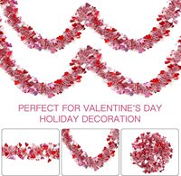 Décorations de la Saint-Valentin et de Noël, guirlande de paillettes en forme de cœur rouge, rose et blanc métallisé pour la décoration intérieure et extérieure, mariage, maison