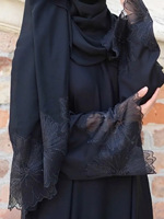 Robes modestes pour femmes musulmanes, très vendues, avec ensemble hijab assorti, couleur unie, élégantes, longueur au sol, dentelle, empiècements floraux, extra-longues