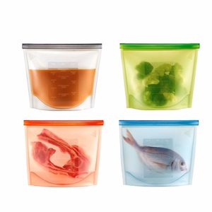 Sac de conservation alimentaire réutilisable en silicone de qualité alimentaire sans BPA avec fermeture éclair, sac de congélation en silicone avec fermeture éclair, récipient de stockage - Product Image 2