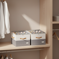 Organisateur de chaussures moderne et durable pour placard, bacs de rangement pliables pour chaussures avec couvercle transparent, gain de place, 4 poignées
