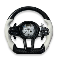 Volant en cuir blanc et fibre de carbone pour BMW F30 F10 G01 G20 G30 E70 E90 E92 M3 M4 M5 X3 X5 X6 Z4 G28 G29 G30 G80