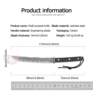 Cuchillo de Supervivencia Samurai Lord, Hoja de Acero Inoxidable Personalizable, Mango de Madera con Diseño de Dragón, para Caza, Uso Industrial, OEM Disponible - Product Image 4