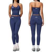 Set Yoga Tanpa Jahitan Baru, Atasan Tank Top dan Legging, Pakaian Olahraga Wanita Cepat Kering untuk Lari di Luar Ruangan, Bra Olahraga dan Legging
