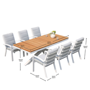 Set da Pranzo OSMEN Midura 7 Pezzi con Piano in Teak Comodo per Esterni Patio e Ristorante - Product Image 5