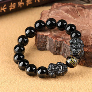 Pulsera de Jade Natural Genuino Negro Jadeíta Pixiu con Cuentas, para Hombre y Mujer, Venta al por Mayor C279 - Product Image 4