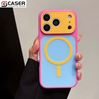Casing Ponsel Magnetik Warna Kontras Candy Vibrant, Bagian Belakang Matte Solid, Bahan TPU Lembut untuk iPhone 13-18 dengan Jendela Kamera Besar