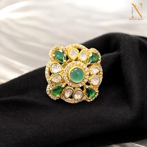 คอลเลกชันแหวนหรูหราคุณภาพดี925เงินสีเขียวทองโมอิสชุบโรเดียมประดับขอบงานแต่งงานแบบลำลอง - Product Image 3