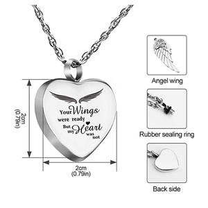 Cuore in acciaio inossidabile urna ossa cenere cremazione memoria ciondolo collana per animali domestici - Product Image 2