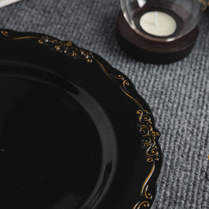 XUELI Stylish and Reusable <strong>Decorative</strong> Prints Plastic Plates Ideal for Wedding Receptions Ceremonies and Upscale <strong>Catering</strong> - Product Image 4