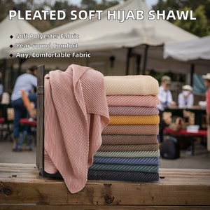 New Breathable Polyester Pleated Women Wrinkle Soft Hijab Shawl Crinkle Muslim Turban <b>Wraps</b> Long Outdoor Wear <b>Scarves</b> - Product Image 2