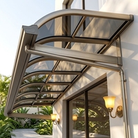 Auvent en alliage d'aluminium durable avec plaque en polycarbonate résistante aux UV, abri motorisé contre la pluie pour porte, patio, balcon, terrasse