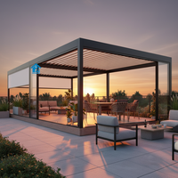 Pergola motorisée en aluminium Sweet Home avec toit rétractable, système imperméable, éclairage LED, design écologique pour jardin et terrasse
