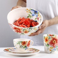 Service de table en céramique à motif floral, vaisselle de printemps, assiettes, bols, tasses pour la salle à manger à la maison