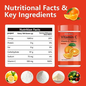 Tabletas de vitamina <span class=keywords><strong>C</strong></span> con sabor a naranja de exportación para comercio exterior, empaquetadas en 1000 piezas, stock de fábrica, disponibles para producción <span class=keywords><strong>OEM</strong></span> - Product Image 4