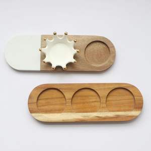 Bandeja para servir taza de cerveza de madera con 3 agujeros soporte para especias decoración pintada con láser bandeja de tablero de estilo de <span class=keywords><strong>amor</strong></span> en caja - Product Image 5