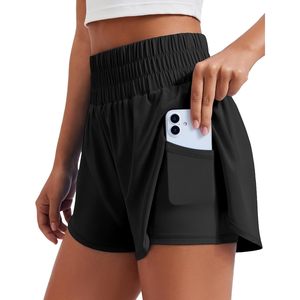 Pantalones Cortos Deportivos 2 en 1 para Mujer FOXA, Cintura Alta con Bolsillos, para Entrenamiento, Gimnasio, Secado Rápido, Transpirables, Spandex, Poliéster - Product Image 1