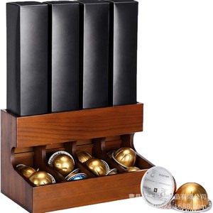 Support de rangement en bois pour dosettes de café avec tiroir pour capsules Nespresso, organisateur de bureau, grande capacité, support pour sachets de thé et boissons - Product Image 1
