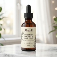 Akaril 50ml Formule Naturelle Elixir Nourrissant pour le Cuir Chevelu Huile de Romarin et d'Argan Soin Capillaire Traitement Anti-Chute Sérum Huile de Croissance Capillaire
