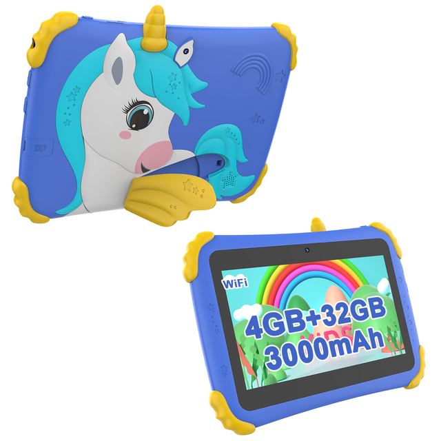 7 Inch Kids Android Tablet 4G RAM 2+2GB Expandable 32GB HDD 3000MAH Battery USB Android 12.0 2.0+2.0mp Camera Touch Screen 4GB